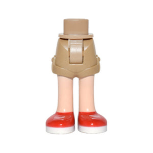 LEGO® Mini Doll Hips and Shorts Folded Hem with Light Nougat Legs and Red Shoes with White Soles and Laces Pattern - Thick Hinge 11202c00pb08