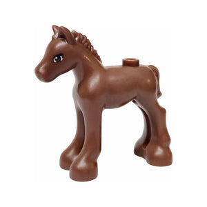 LEGO® Horse, Mini Doll Style, Baby Foal with Reddish Brown and White Eyes and Black Triple Eyelashes Pattern 11241pb04