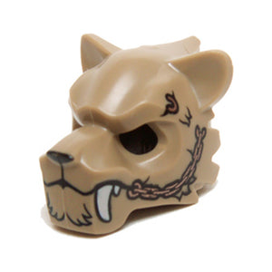 LEGO® Minifigure, Headgear Mask Tiger with Fur, White Fangs, Copper Chain and Purple Sinew Patches Pattern 15083pb02