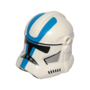 LEGO® Minifigure, Headgear Helmet SW Clone Trooper (Phase 2) with Holes with Black Visor and Blue and Light Bluish Gray 501st Legion Markings Pattern 2019pb04