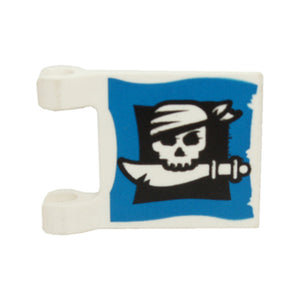LEGO® Flag 2 x 2 Square with Flat Edge with Skull with Bandana and Cutlass on Black and Blue Background Pattern on Both Sides 2335px21