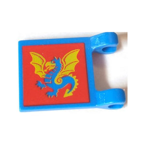 LEGO® Flag 2 x 2 Square with Flat Edge with Red Square and Yellow / Blue Dragon Pattern 2335px9
