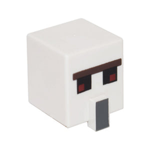 LEGO® Minifigure, Head, Modified Cube Tall with Raised Rectangle with Pixelated Dark Brown Unibrow, Red and Black Eyes, and Dark Bluish Gray Nose Pattern (Minecraft Iron Golem) 23766pb001