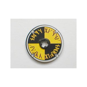 LEGO® Technic, Disk 3 x 3 with Viking Shield Black / Yellow Rune Pattern (Sticker) - Sets 7016 / 7019 2723pb008