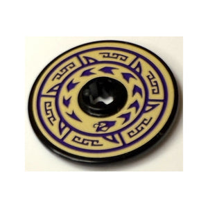 LEGO® Technic, Disk 3 x 3 with Dark Purple Circles, Barbs, Chevrons, Snake Head and Geometric Border on Tan Background Pattern (Sticker) - Set 71736 2723pb105