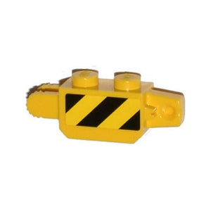 LEGO® Hinge Brick 1 x 2 Locking with Black and Yellow Thin Danger Stripes, Black Corner Top Left Pattern on Both Sides (Stickers) - Sets 60033 / 60035 / 60292 30386pb03