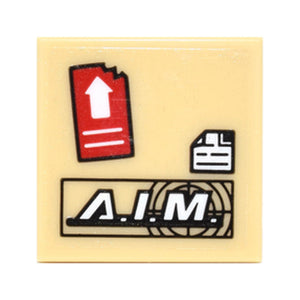 LEGO® Tile 2 x 2 with 'A.I.M.' Logo, Red Rectangle with White Arrow and White Square with Bent Corner Pattern (Sticker) - Set 75061 3068pb0962