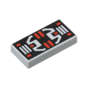 LEGO® Tile 1 x 2 with Red and Light Bluish Gray Controls, Stripes and Rectangles on Black Panel Pattern 3069pb1239