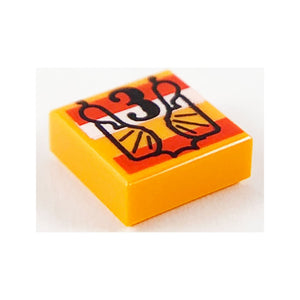 LEGO® Tile 1 x 1 with Black '3', Red and White Stripes Pattern 3070pb172