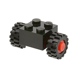 LEGO® Brick, Modified 2 x 2 with Red Wheels for Single Tire with Black Tires 15mm D. x 6mm Offset Tread Small (3137c01 / 3641) 3137c01assy2