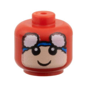 LEGO® Minifigure, Baby / Toddler Head with Neck with Pulled Up Spider-Man Mask with White Eyes and Blue Hem, Light Nougat Face with Grin Pattern 33464pb09