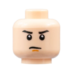 LEGO® Minifigure, Head Black Eyebrows, Dark Orange Chin Dimple, Stern Pattern 3626pb0402