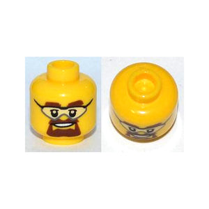 LEGO® Minifigure, Head Glasses with Safety Goggles, Brown Eyebrows and Goatee Pattern 3626pb0803