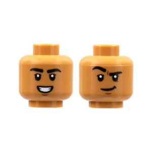 LEGO® Minifigure, Head Dual Sided Black Eyebrows, Smile with Teeth / Grin with Raised Eyebrow Right Pattern 3626pb2884