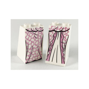 LEGO® Slope 75 2 x 2 x 3 - Solid Studs with Metallic Pink Dress and White Spots Pattern 3684cpb025