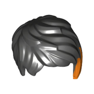 LEGO® Minifigure, Hair Female Short Tousled with Side Part and Orange Highlights Pattern 37823pb01