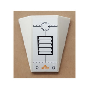 LEGO® Wedge 4 x 4 Triple Curved No Studs with Black Vents, Lines, and Rivets, Orange 'NO STEP' and Triangle Pattern (Sticker) - Set 60164 47753pb104