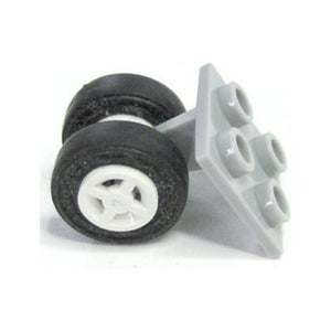 LEGO® Plate, Modified 2 x 2 Thin with Dual Wheels Holder - Split Pins with White Wheels and Black Tires (4870 / 4624 / 3139) 4870c02