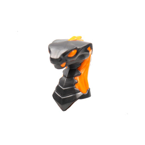 LEGO® Minifigure, Head, Modified Snake, Cobra with Closed Mouth with Molded Orange Eyes, Fangs, and Flames on Closed Hood Pattern 49588pb03