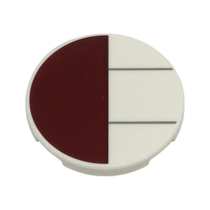 LEGO® Tile, Round 3 x 3 with Dark Red Half Circle and Dark Bluish Gray Lines Pattern 67095pb087