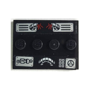 LEGO® Tile, Modified 3 x 4 with 4 Studs in Center with Control Panel with Broken Red Wires, Silver Buttons, Dial, Hoses, Air Vents and Screws Pattern (Stickers) - Set 75939 88646pb014