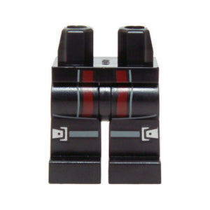LEGO® Hips and Legs with Dark Red Panels and Gray and Silver Knee Straps with Buckles Pattern 970c00pb0395
