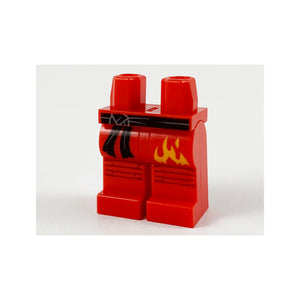 LEGO® Hips and Legs with Black Sash and Bright Light Orange Flame Pattern 970c00pb1165