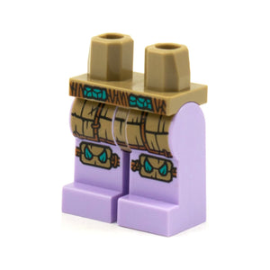 LEGO® Hips and Lavender Legs with Dark Orange Ropes, Dark Tan Armor, Dark Turquoise Spikes on Knee Pads Pattern 970c154pb01