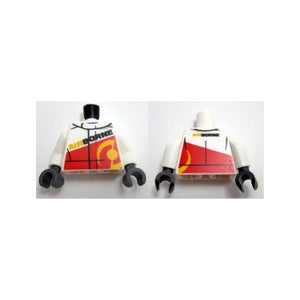 LEGO® Torso Racing Jacket with Red Panel and 'AIRBORNE' on Front and Back Pattern / White Arms / Dark Bluish Gray Hands 973pb2329c01