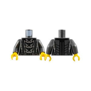 LEGO® Torso Ninjago Female Armor with Three Large Silver Clasps Pattern / Pearl Dark Gray Arms / Yellow Hands 973pb2989c01