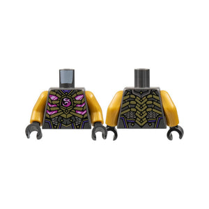 LEGO® Torso Armor, Gold Ribs, Magenta Dragon Logo and Trim, Silver Scales Pattern / Pearl Gold Arms / Black Hands 973pb4790c01