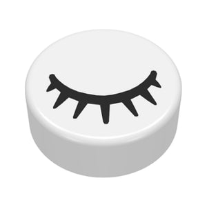 LEGO® Tile, Round 1 x 1 with Black Eye Closed with 7 Eyelashes Pattern 98138pb028
