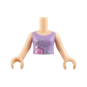 LEGO® Torso Mini Doll Girl Lavender Top with Flower Pattern, Light Nougat Arms with Hands FTGpb001c01