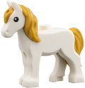 LEGO® Minifigur Pferd, Fohlen mit perlgoldenem Schweif und langer Mähne und schwarzen Augen 112958pb03