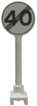 LEGO® Road Sign Round with Gray End Of Maximum Speed 40 Pattern 14pb02