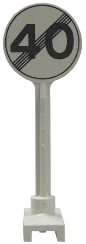 LEGO® Road Sign Round with Gray End Of Maximum Speed 40 Pattern 14pb02
