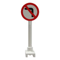 LEGO® Verkehrsschild rund Linksabbiegeverbot (weiss) 14pb10