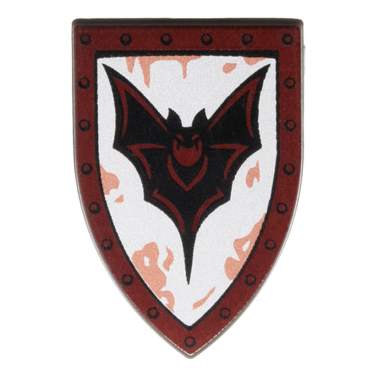 LEGO® Minifigure, Shield Triangular Long with Black Bat and Copper Splotches on Silver Backgroun… (perldunkelgrau) 18836pb04