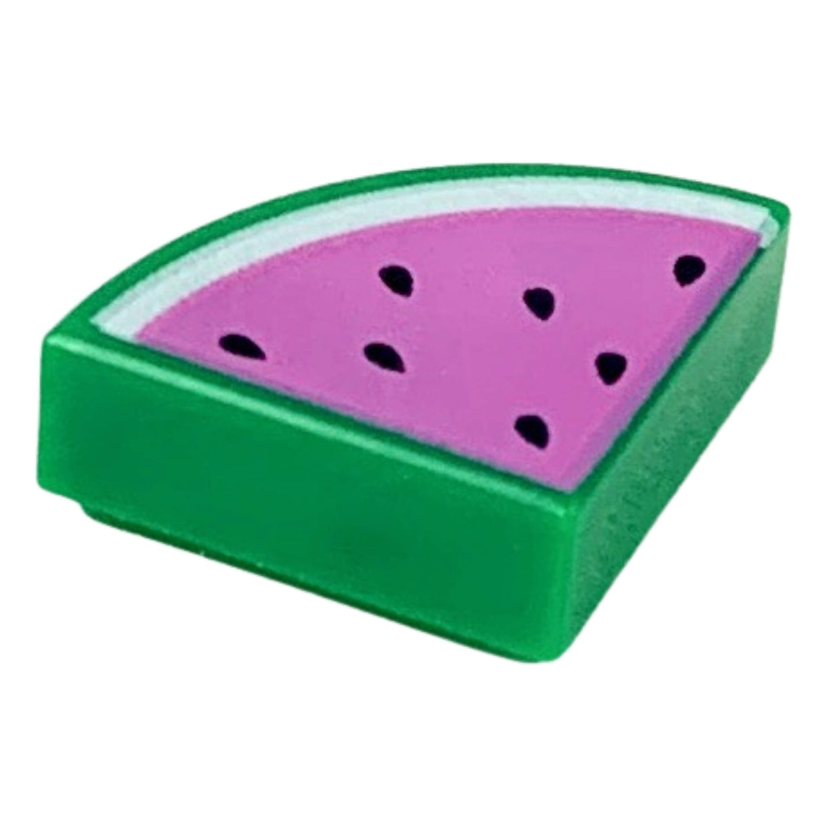LEGO® Tile, Round 1 x 1 Quarter with Dark Pink Watermelon Pattern (grün) 25269pb005