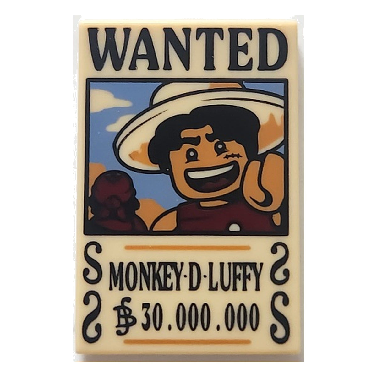 LEGO® Tile 2 x 3 Wanted Poster Monkey D. Luffy 26603pb528