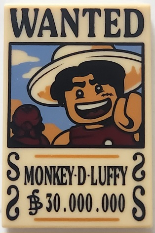 LEGO® Fliese 2 x 3 Wanted Poster Monkey D. Luffy 26603pb528