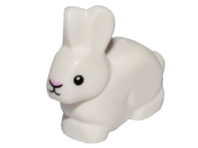 LEGO® Minifigur Hase / Kaninchen mit schwarzen Augen, weißen Pupillen und pinker Nase 29685pb01