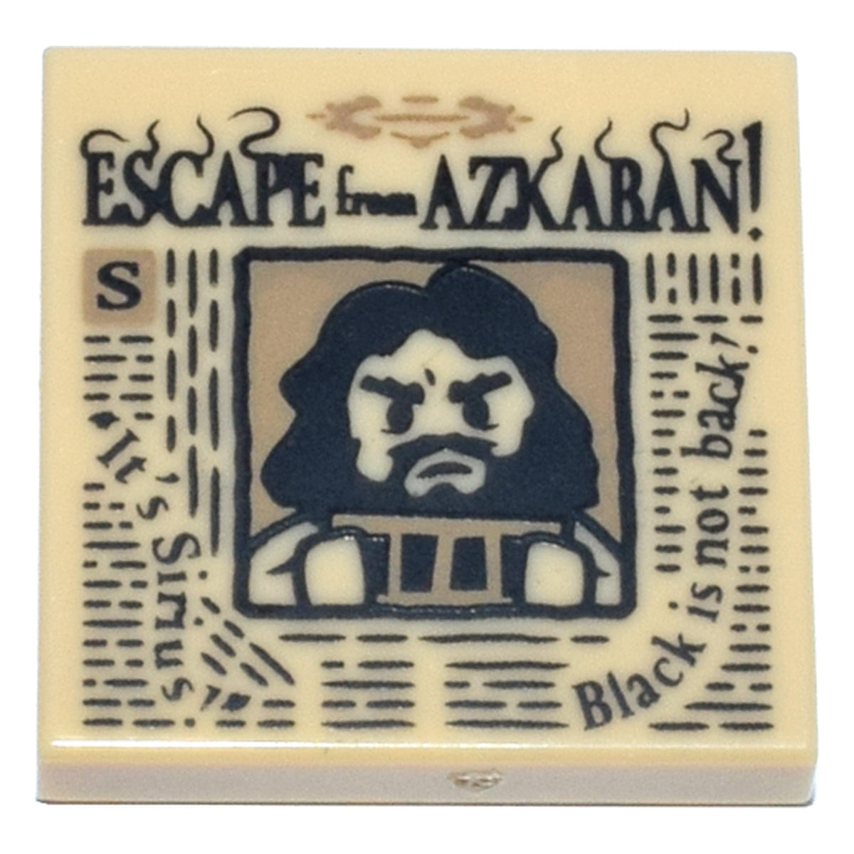 LEGO® Tile 2 x 2 with Newspaper with 'ESCAPE from AZKABAN!', 'It's Sirius!', 'Black is not back!… (beige) 3068pb2608