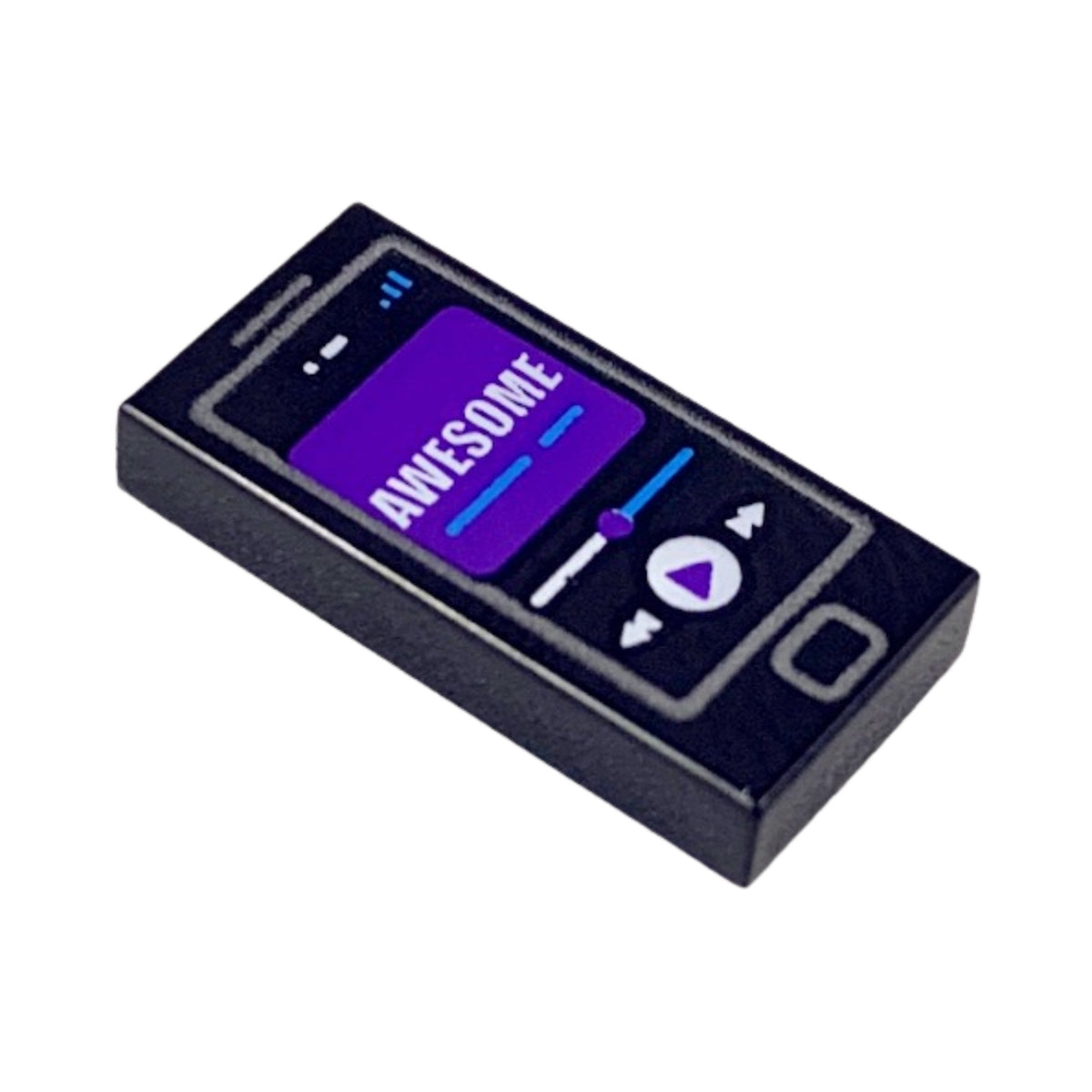 LEGO® Tile 1 x 2 with Cell Phone / Smartphone with Purple Screen, White 'AWESOME' Pattern (schwarz) 3069pb0698