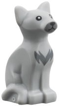 LEGO® Minifigur Katze (sitzend) mit schwarzen Augen und dunkelblaugrauem Schnauzen- und Fellmuster 8037pb01
