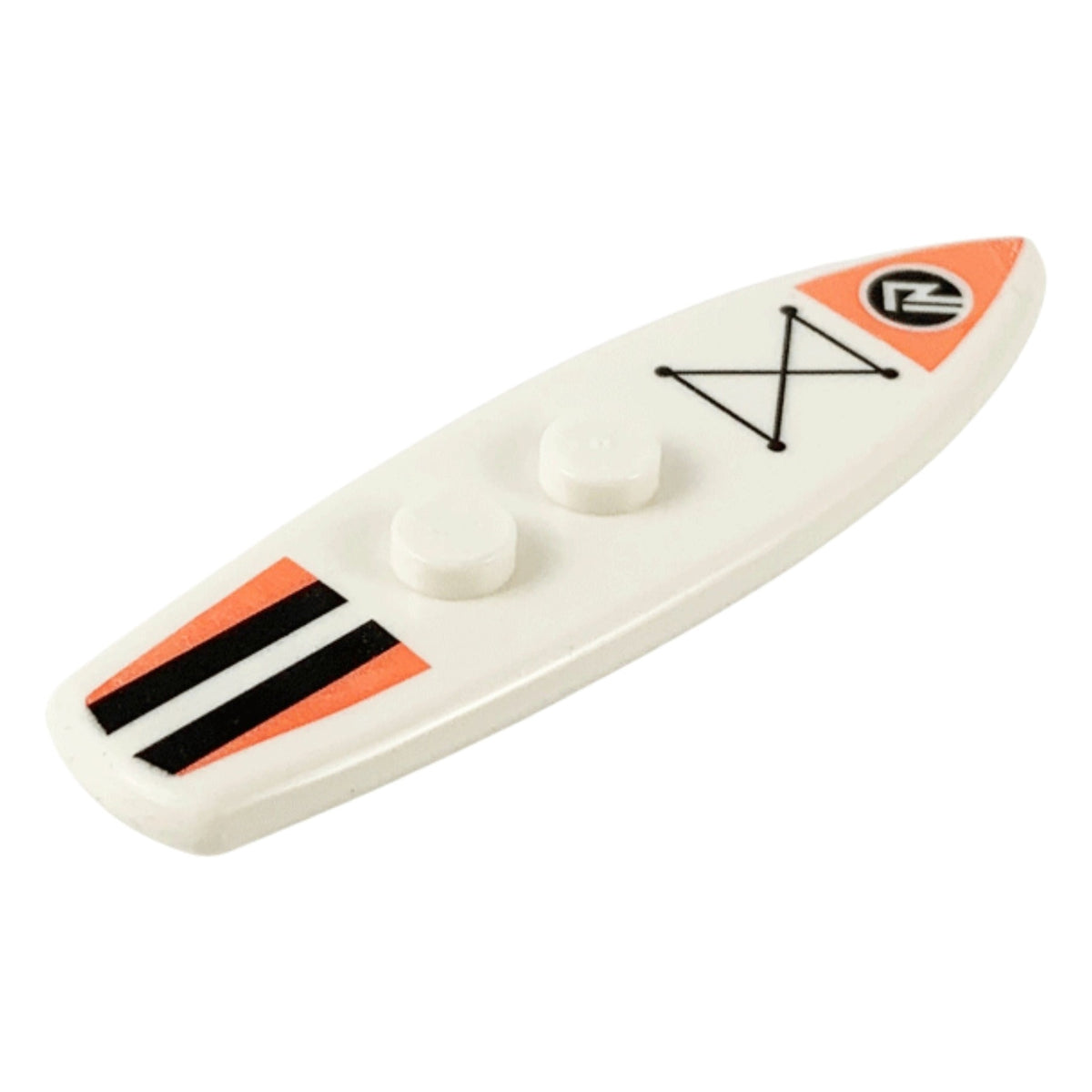 LEGO® Minifigure, Utensil Surfboard Standard with Coral and Black Stripes and Sports Logo Pattern (weiss) 90397pb013