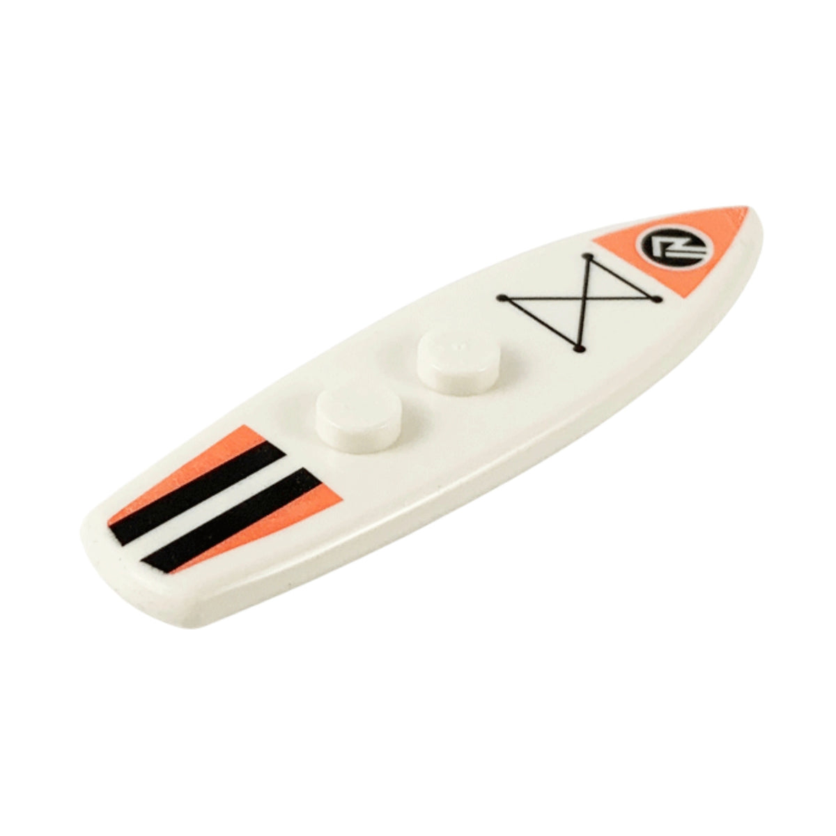 LEGO® Minifigure, Utensil Surfboard Standard with Coral and Black Stripes and Sports Logo Pattern (weiss) 90397pb013