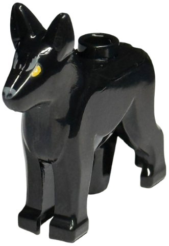 LEGO® Minifigur Hund, Schäferhund (Harry Potter – Padfoot / The Grim) mit hell-orangen Augen und buschigen Augenbrauen 92586pb10