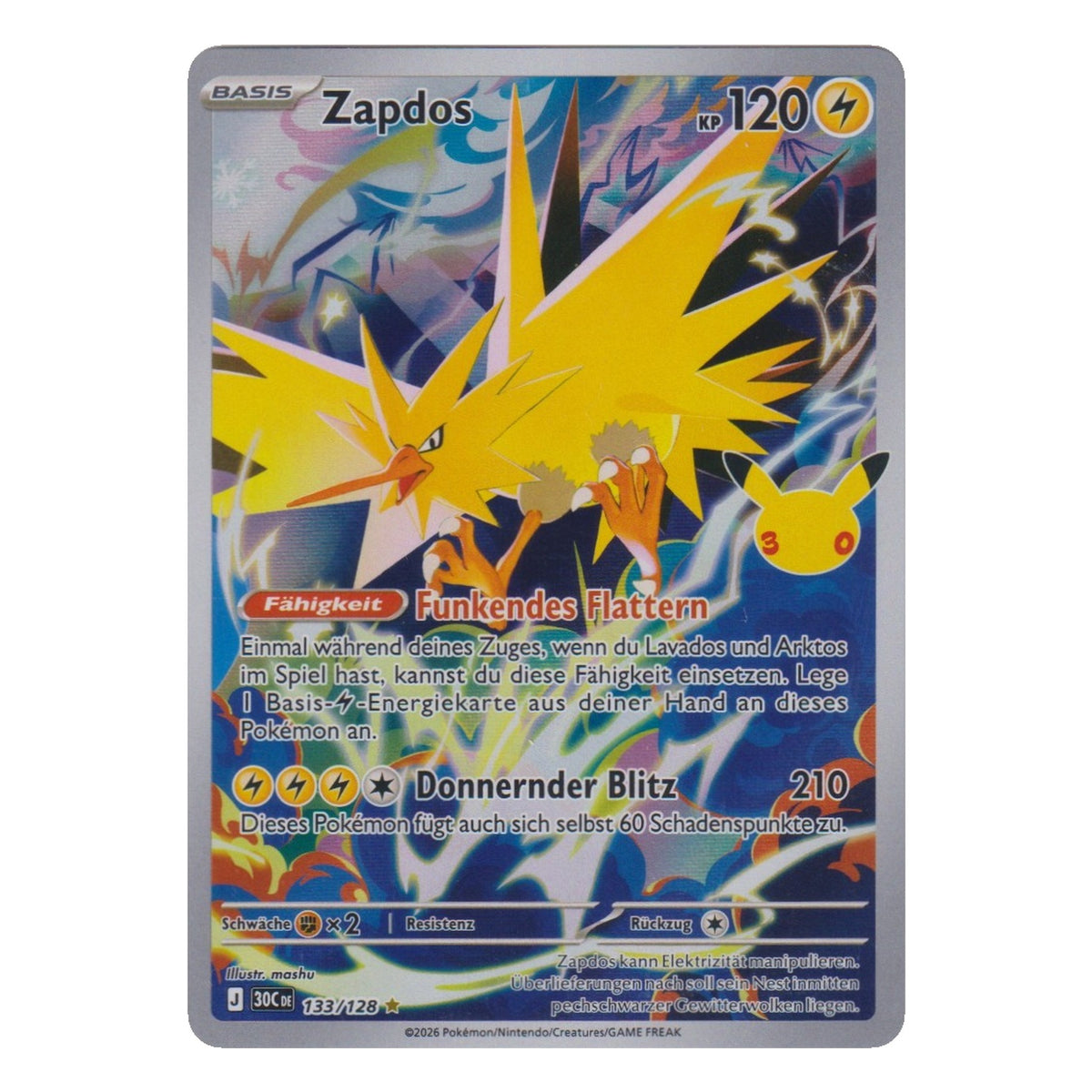 Pokémon: Zapdos – 30 Jahre (30C 133) – Einzelkarte