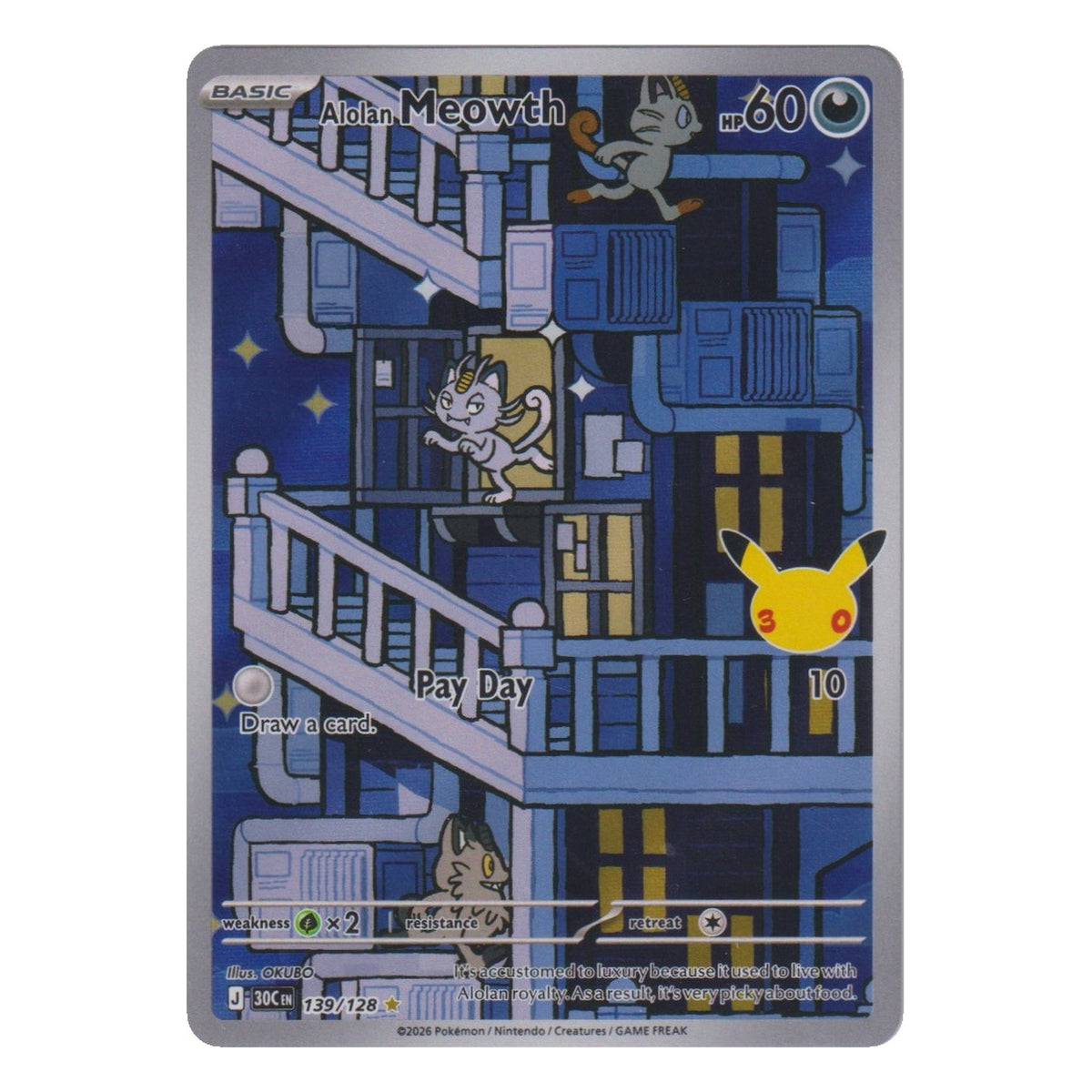 Pokémon: Alolan Meowth – 30th Celebration (30C 139) – Einzelkarte